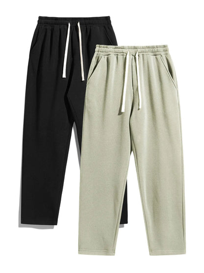 Men'S Drawstring Waist Sweatpants, Athleisure Style Regular Fit Pants with Pockets for Fall & Winter, Casual Men'S Trousers, Sports Bottoms, Casual Sporty Trousers