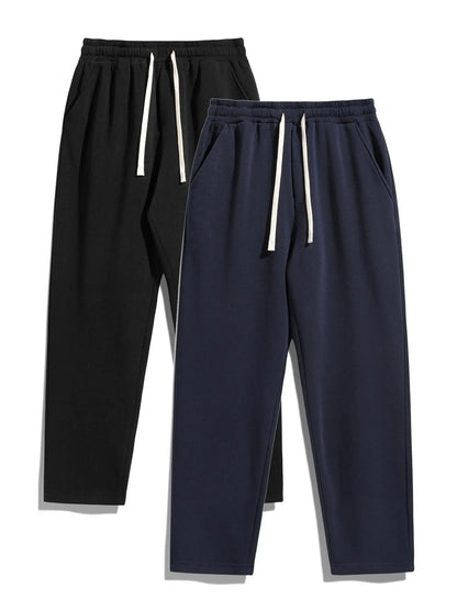 Men'S Drawstring Waist Sweatpants, Athleisure Style Regular Fit Pants with Pockets for Fall & Winter, Casual Men'S Trousers, Sports Bottoms, Casual Sporty Trousers